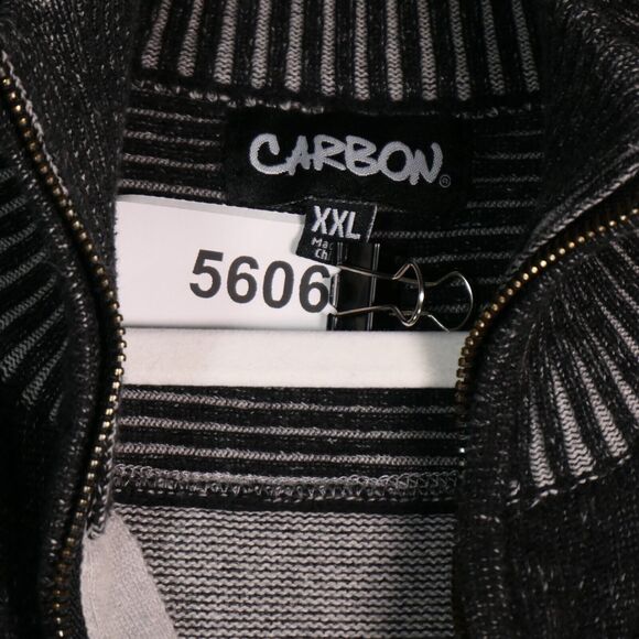 Carbon Knit Sweater Mens XXL Heathered Gray Ribbed Mock Neck 1/4 Zip Slim Fit - Picture 8 of 8